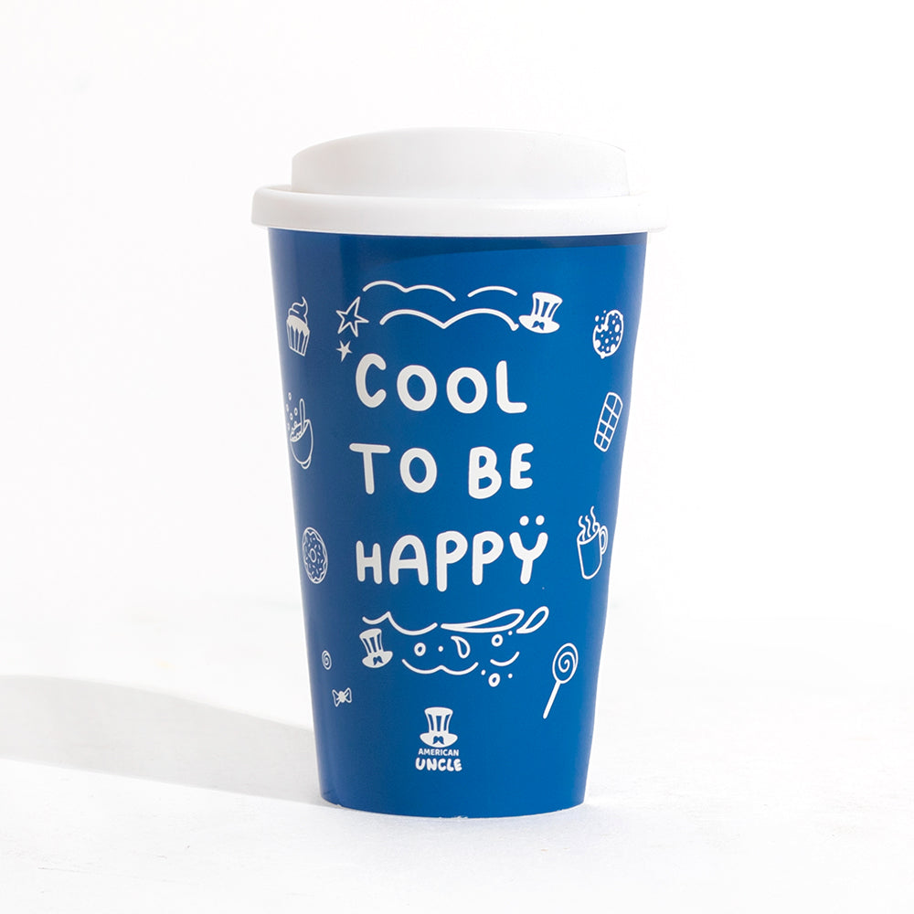 Thermische beker Cool to be Happy, thermosbeker van 350 ml met schroefdeksel 15,5 x ø 9,5 cm 