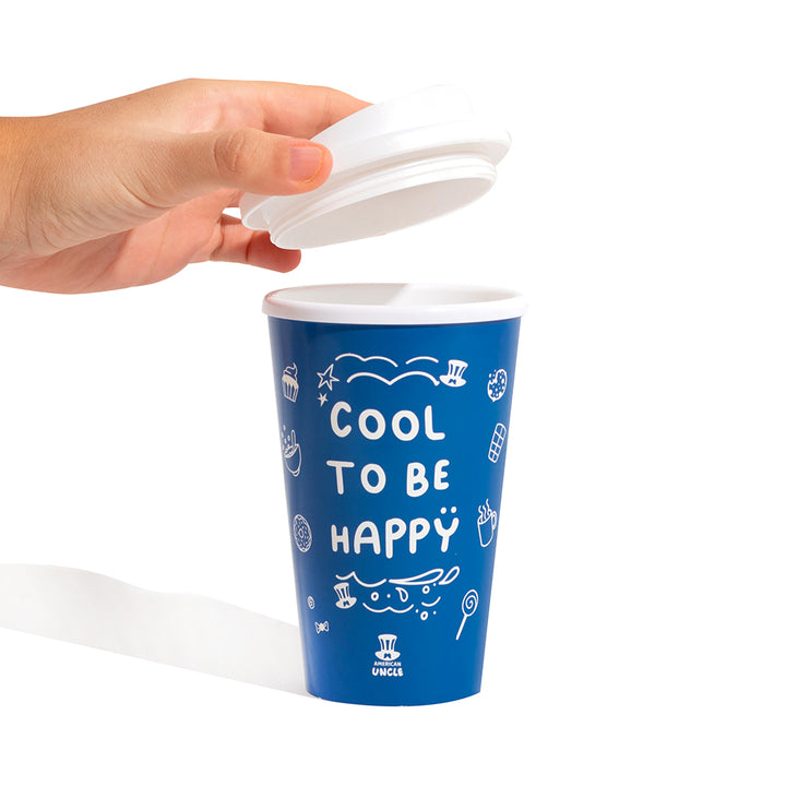 Thermische beker Cool to be Happy, thermosbeker van 350 ml met schroefdeksel 15,5 x ø 9,5 cm 