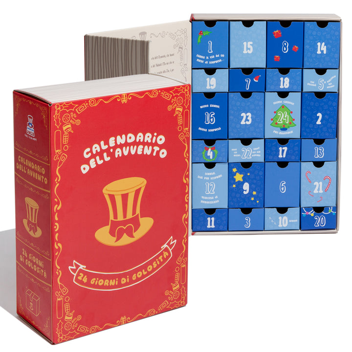 Vintage Adventskalender, doos met +24 snack verrassende zoete en hartige lekkernijen 