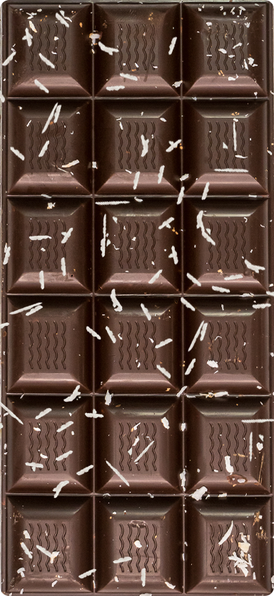 ChocoLetter Dark Choco & Coconut, ambachtelijke pure chocoladereep met kokosvlokken van 100g 