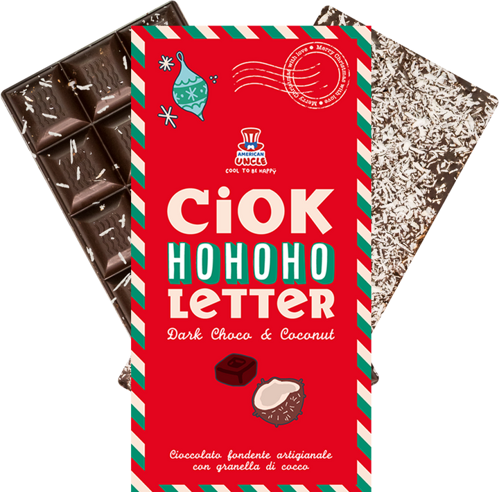 ChocoLetter Dark Choco & Coconut, ambachtelijke pure chocoladereep met kokosvlokken van 100g 