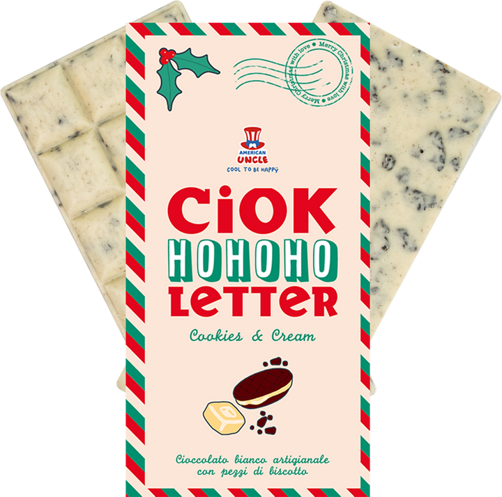 ChocoLetter Cookies & Cream, ambachtelijke witte chocoladereep met koekjesstukjes van 100g 
