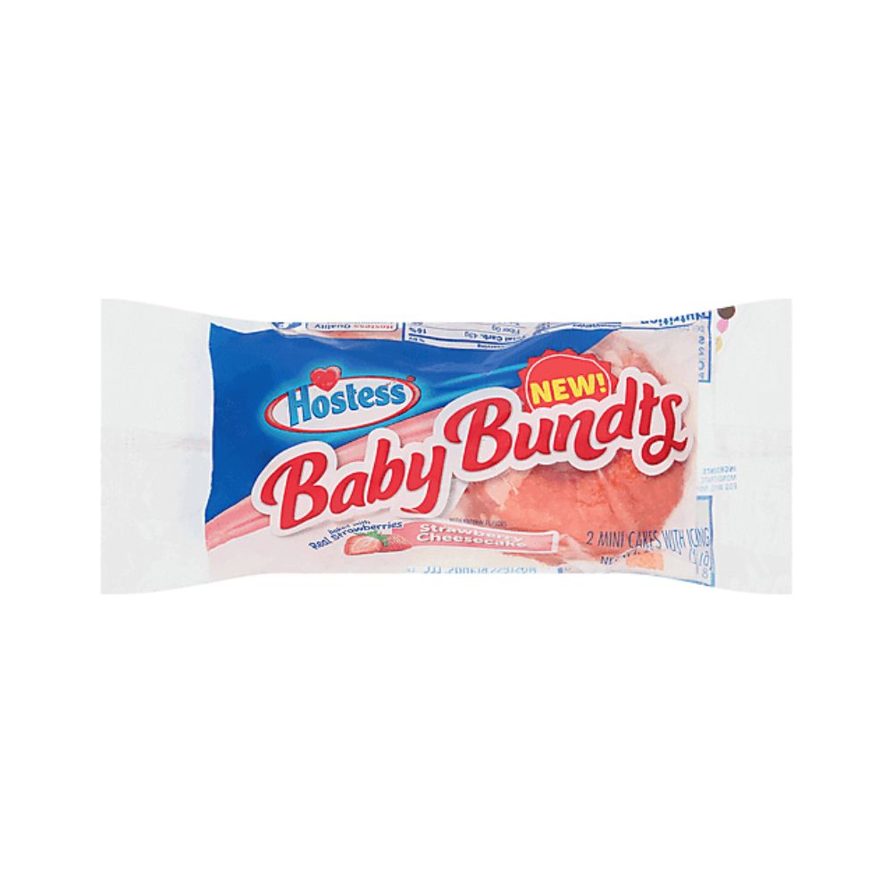 Hostess Baby Buntds Strawberry Cheesecake, taartje met aardbeiencheesecake-smaak van 71g 