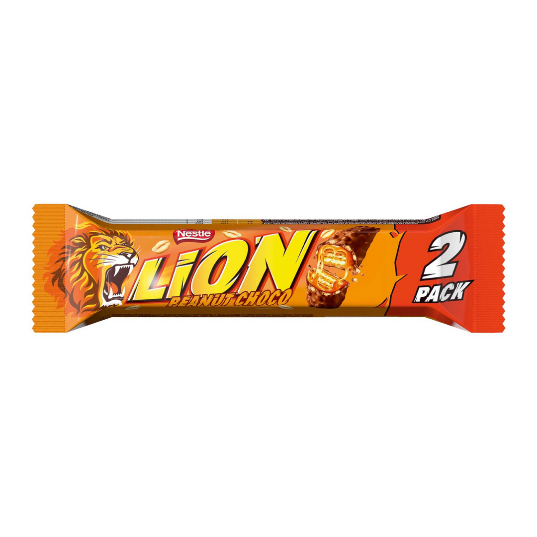 Lion Peanut Butter Choco, 2 chocoladerepen gevuld met pindakaas van 62g 
