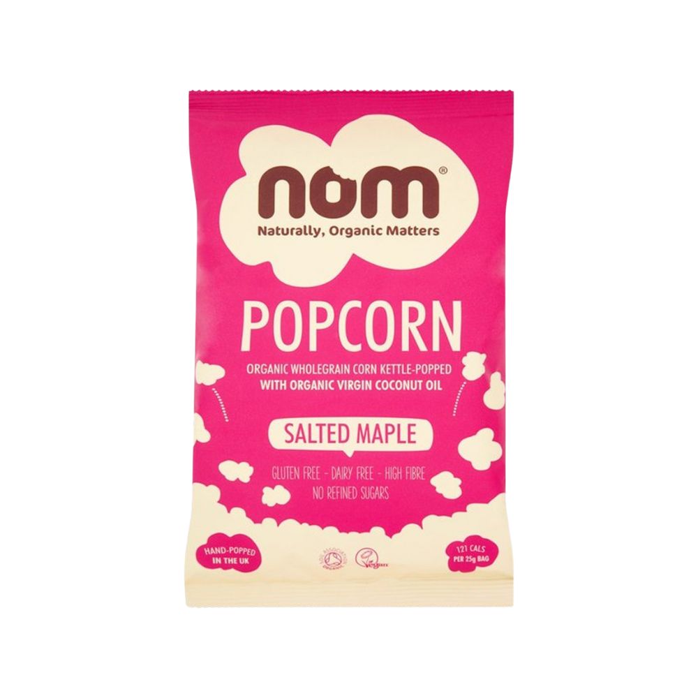 Nom Popcorn Salted Maple, zoute popcorn met esdoornsmaak van 25g 