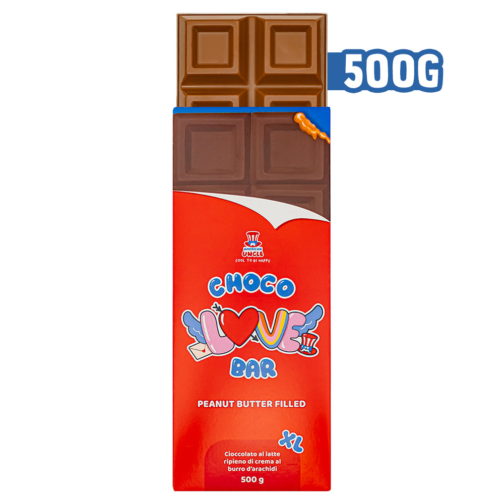 XL Peanut Butter filled Choco Love Bar, melkchocolade gevuld met pindakaascrème van 500g 