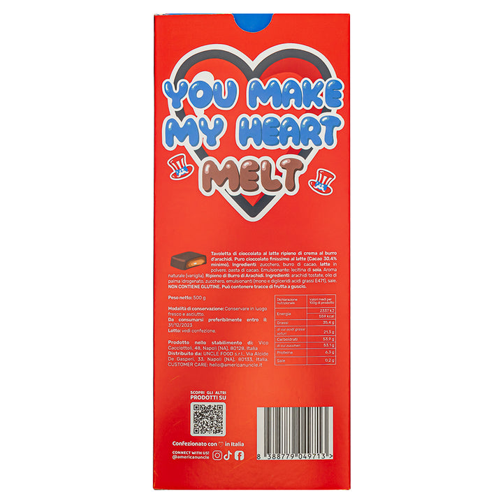 XL Peanut Butter filled Choco Love Bar, melkchocolade gevuld met pindakaascrème van 500g 
