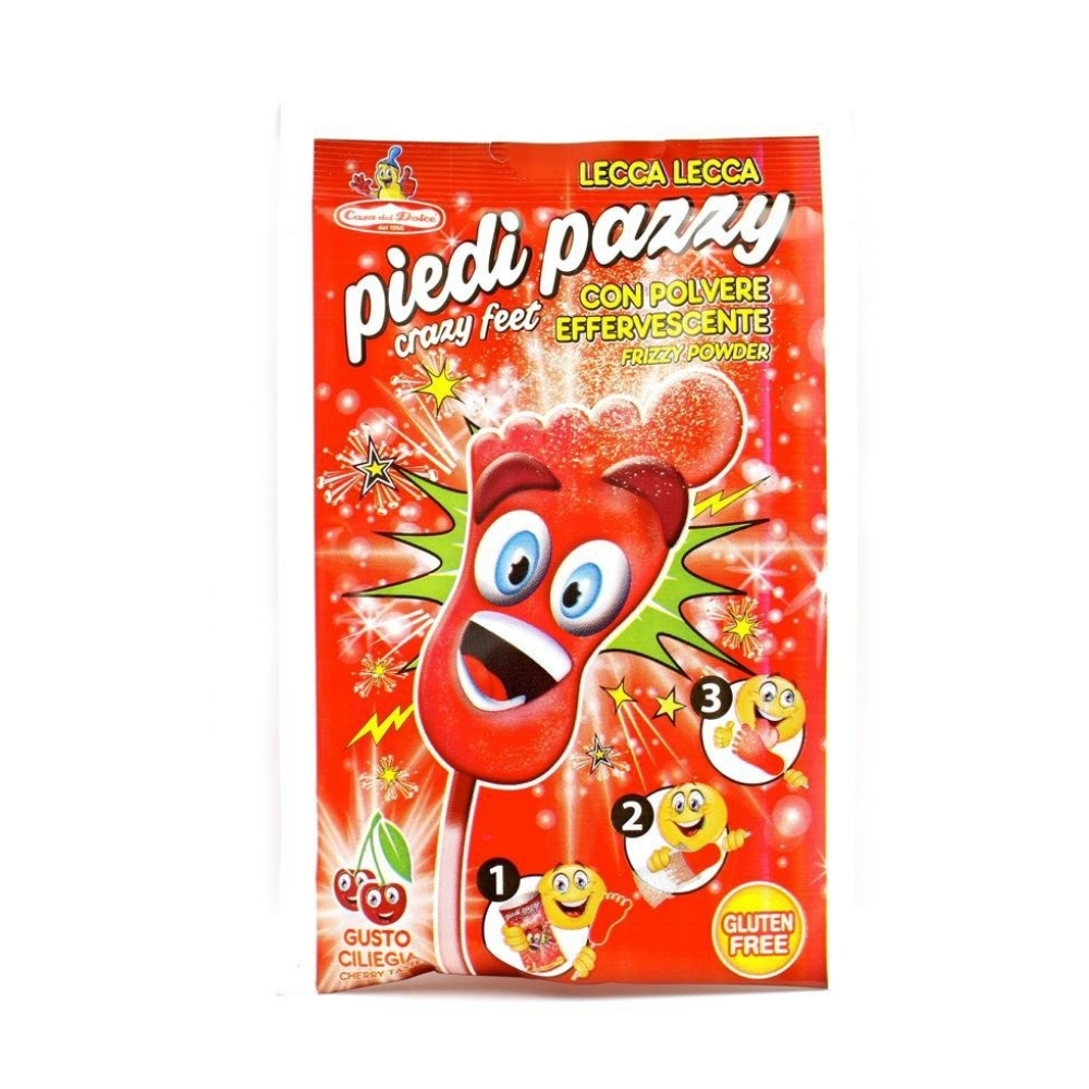 Piedi Pazzi, fruitige lolly's met bruisend kersenpoeder van 20g 
