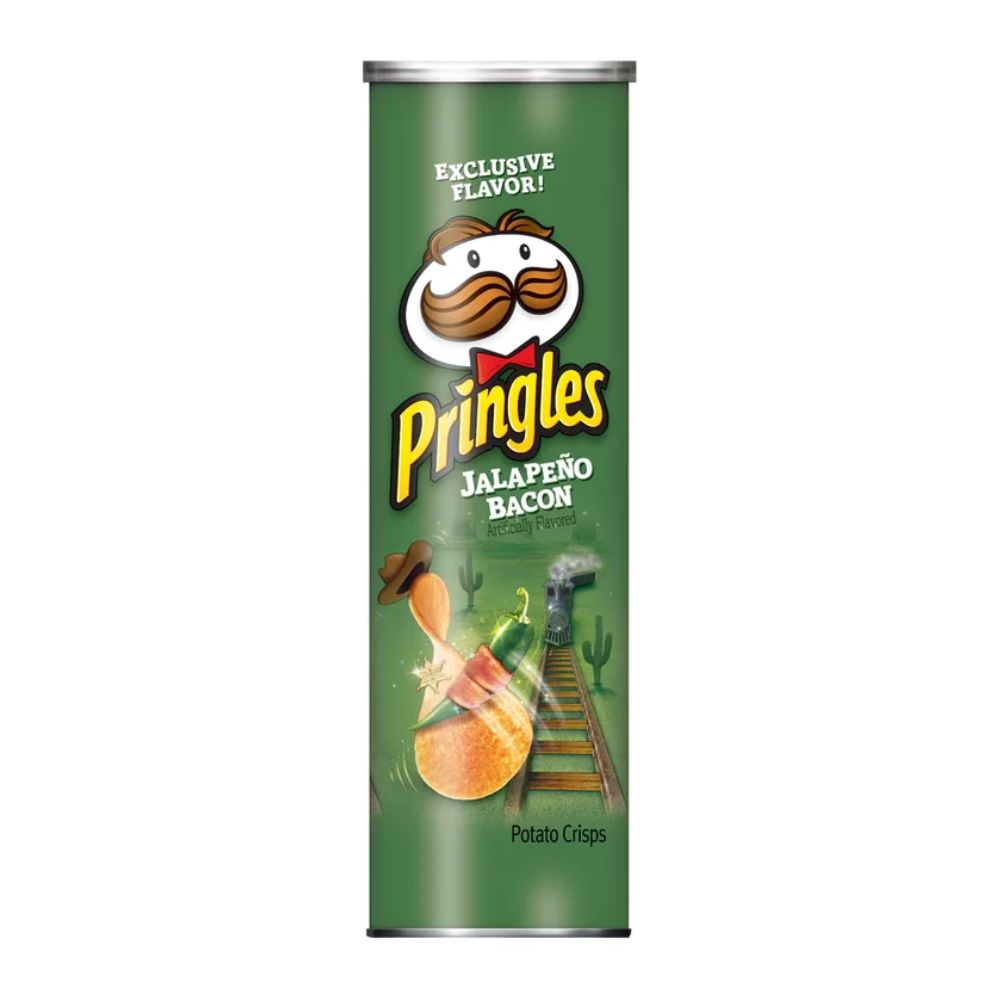 Pringles Jalapeño Bacon, chips met de smaak van bacon en jalapeño chilipeper van 156g 