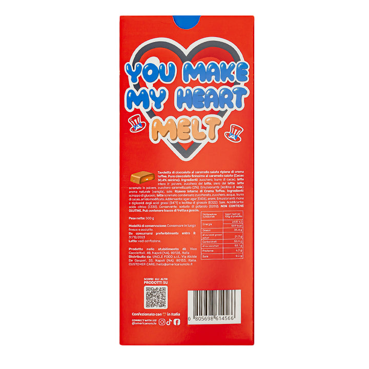 XL Creamy Toffee gevuld Choco Love Bar, chocolade met karamel gevuld met toffeecrème van 500g 