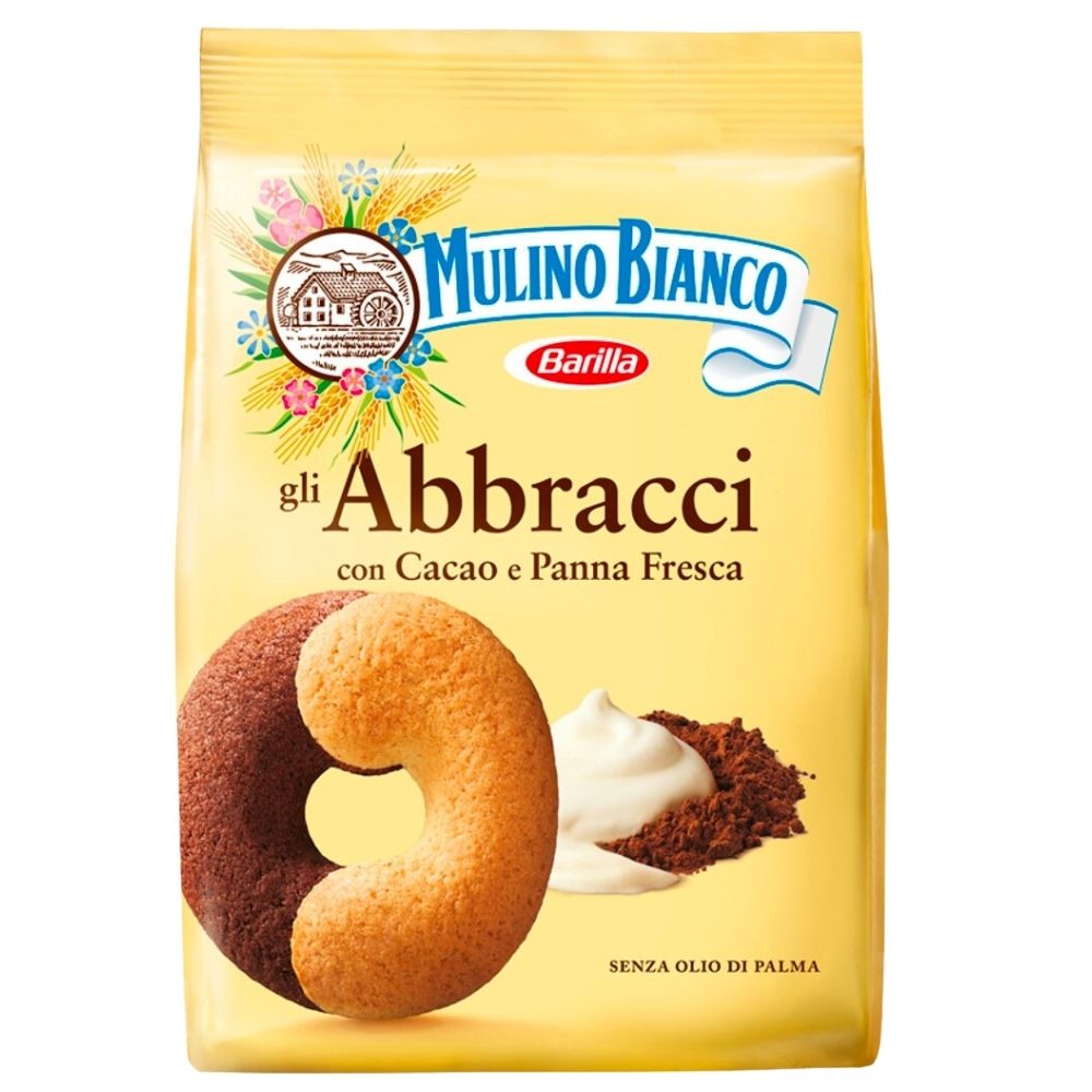 Abbracci Mulino Bianco, cacao en room koekjes van 350g 