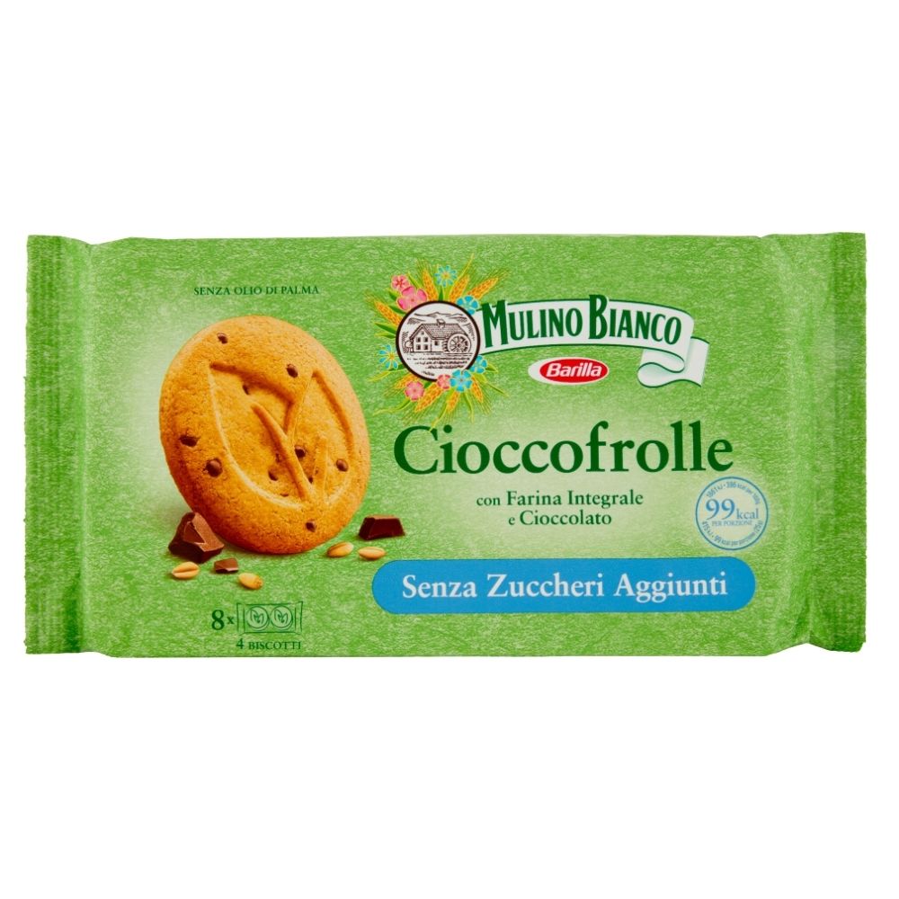 Cioccofrolle Mulino Bianco, volkoren koekjes met chocoladestukjes van 200g 