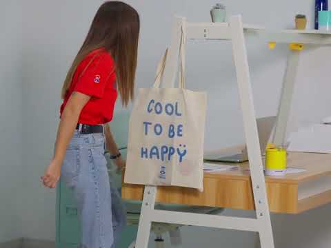 Shopper Cool to be Happy, tas in stevige katoenen kleur havanna, 35x40cm 
