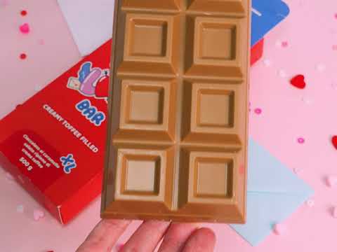 XL Creamy Toffee gevuld Choco Love Bar, chocolade met karamel gevuld met toffeecrème van 500g 