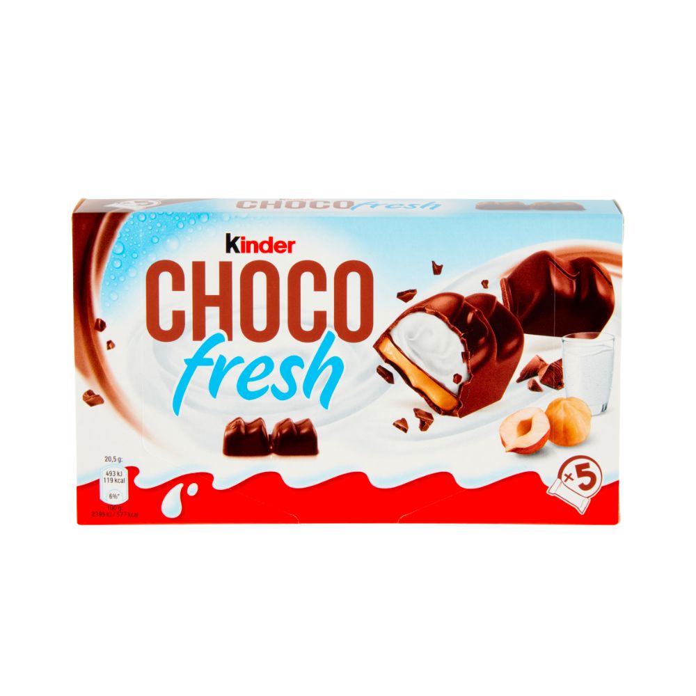 Kinder Choco Fresh, snack melkzoet bedekt met chocolade van 102,5g 
