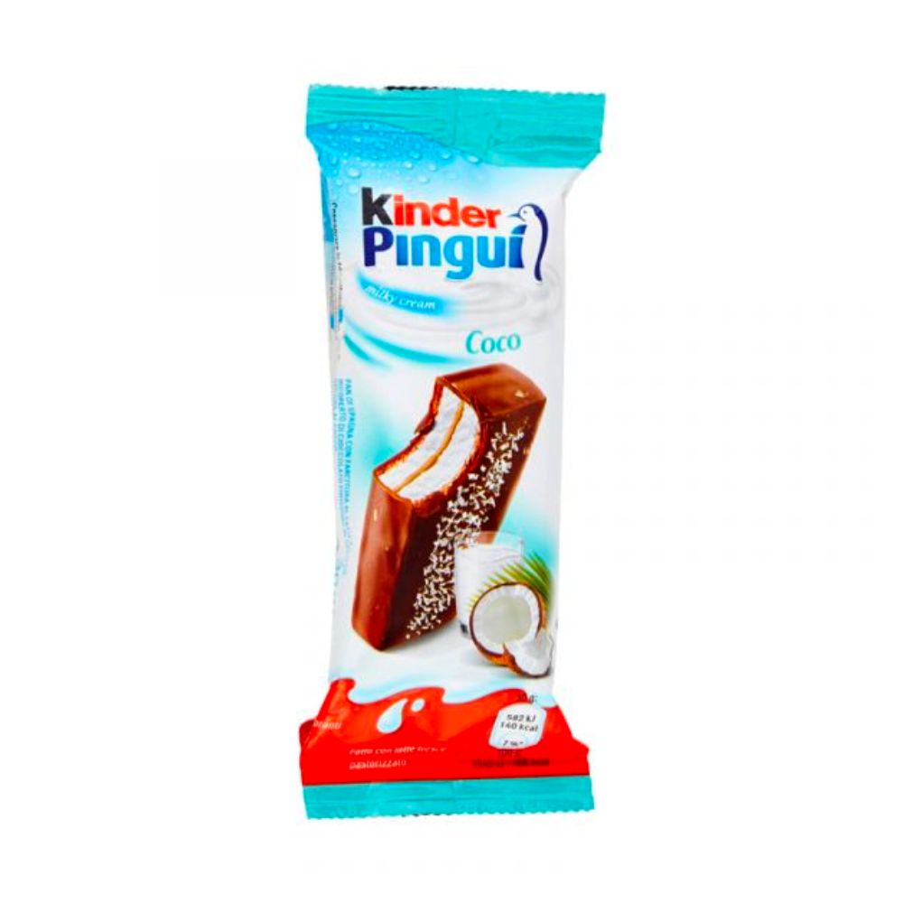 Kinder Pinguï Cocco, chocoladesnack met melk en kokos van 30g 