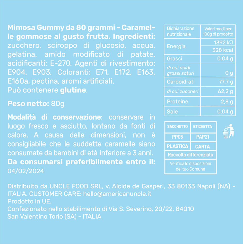Mimosa Gummy, zakje gomballen voor een supervrouw van 80 g 