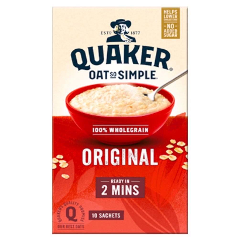 Quaker Oat So Simple Original, havermoutvlokkenbereiding, 10 zakjes van 27g 