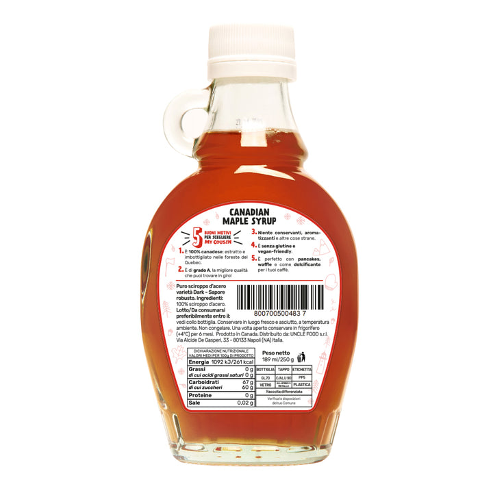 My Cousin, ahornsiroop graad A (donkere robuuste smaak) van 189ml 