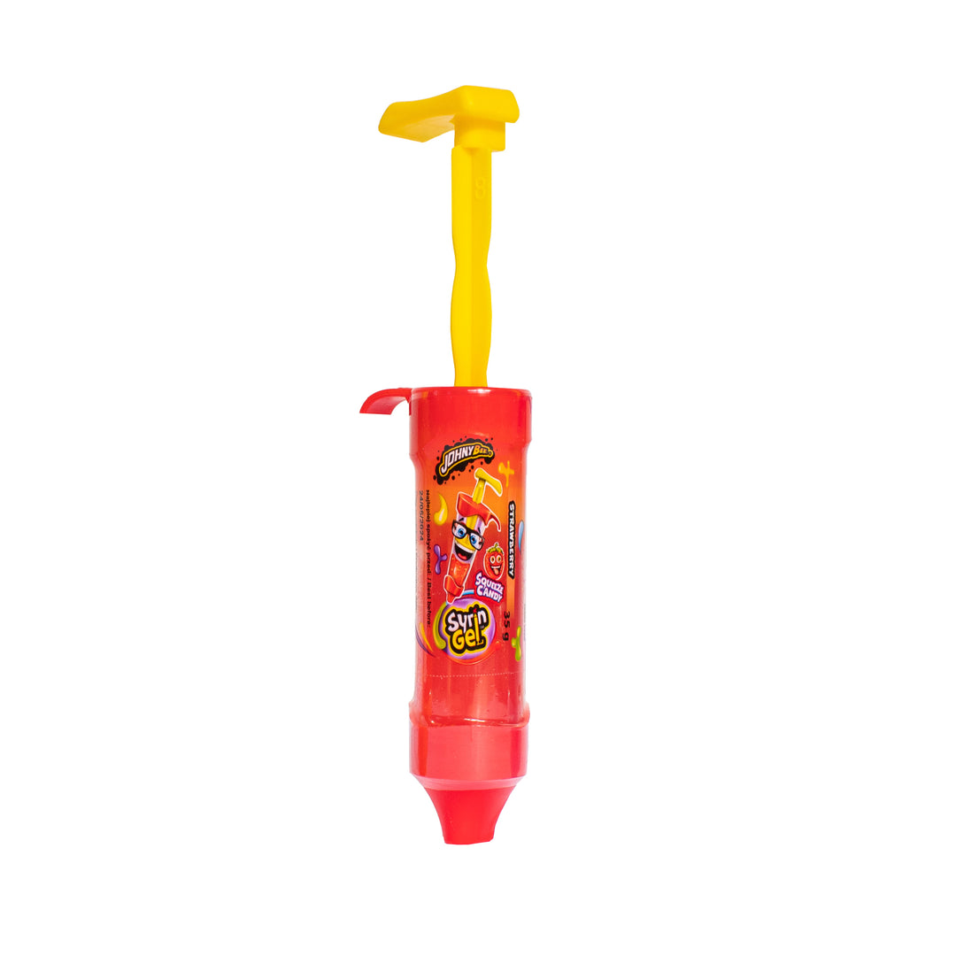 Johny Bee Syring Gel Strawberry, gel snoepje met aardbeiensmaak van 35g 