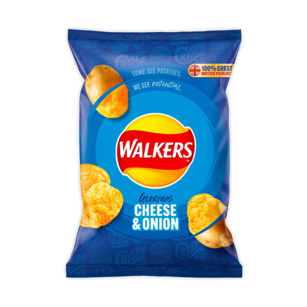 Walkers Cheese & Onion, chips met kaas- en uismaak van 32,5g UITLEG 18/03/2023 