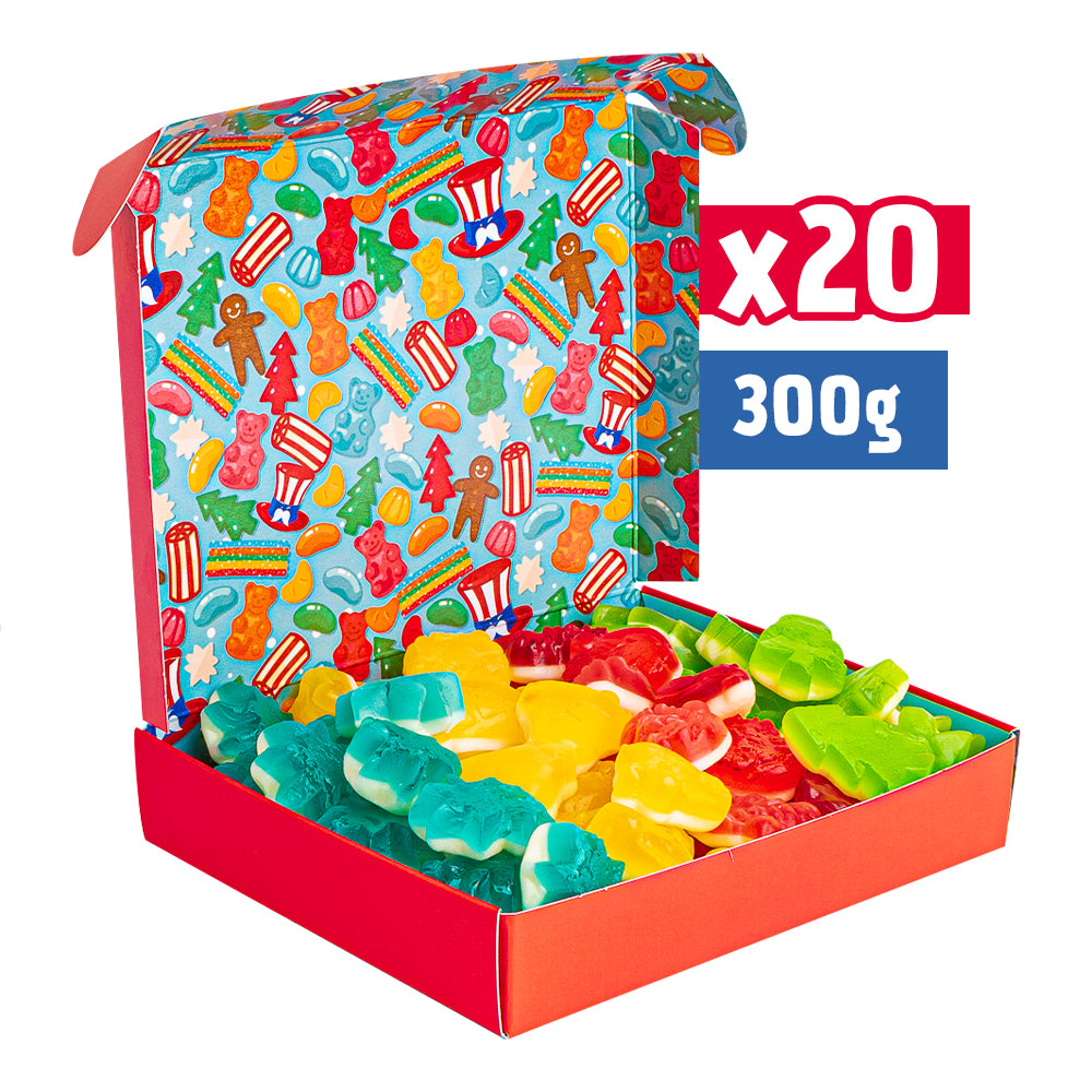 20x Mini Candy Box van 300g, cadeauverpakking van kerstthema-snoepjes 